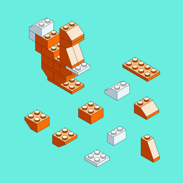 Блоки и элементы для создания смешных фигур. Плоский дизайн
.