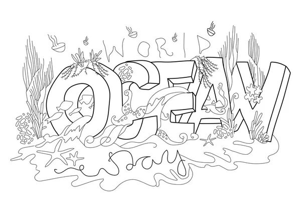 World Ocean dag vector illustratie, witte achtergrond. — Stockvector