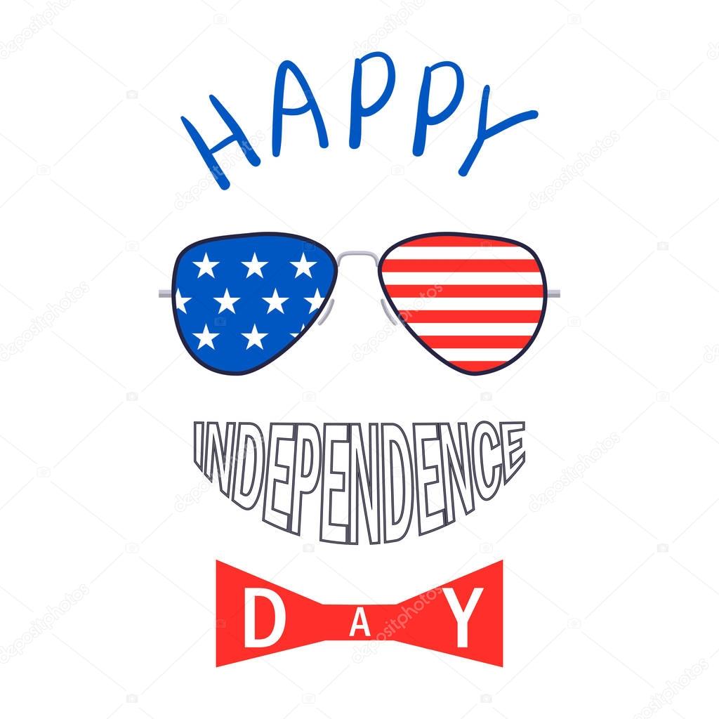 4 july. Vector illustration of Independence Day.