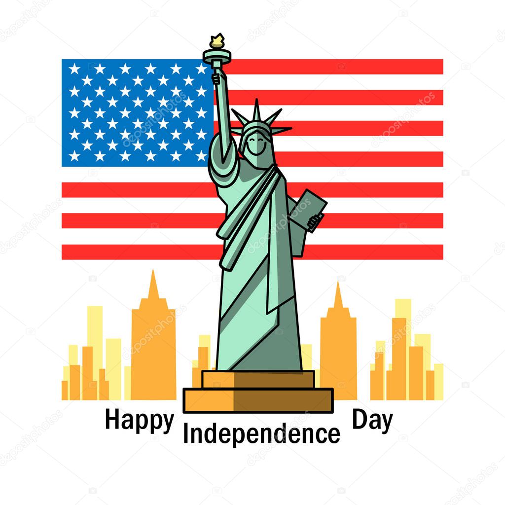 4 july. Vector illustration of Independence Day.