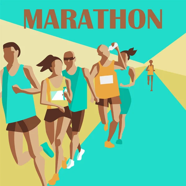 Laufmarathon, Volkslauf, buntes Plakat. Vektorillustration — Stockvektor