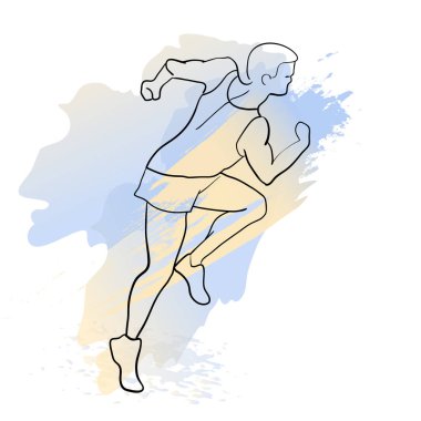 Çalışan adam. Çizgi stili vektör Illustration. Renk spor poster, yazdırma veya maraton için banner.