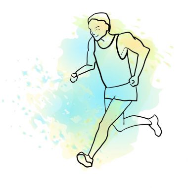 Çalışan adam. Çizgi stili vektör Illustration. Renk spor poster, yazdırma veya maraton için banner.