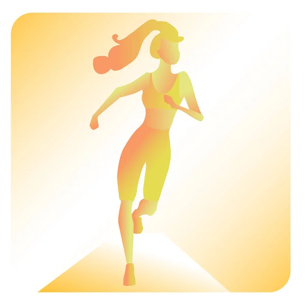 Une femme qui court. Illustration vectorielle du style ligne. Affiche de sport couleur, impression ou bannière pour marathon . — Image vectorielle