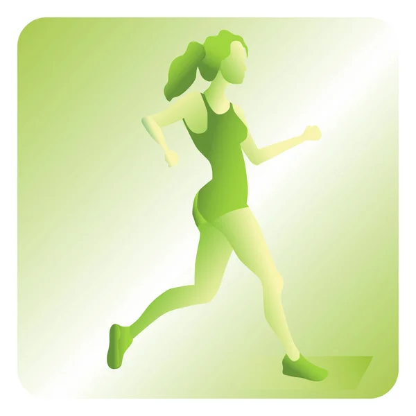 Laufende Frau. Vektorillustration des Linienstils. Farbe Sportplakat, Druck oder Banner für Marathon. — Stockvektor
