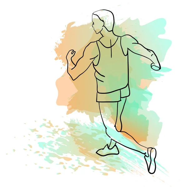 Çalışan adam. Çizgi stili vektör Illustration. Renk spor poster, yazdırma veya maraton için banner.
