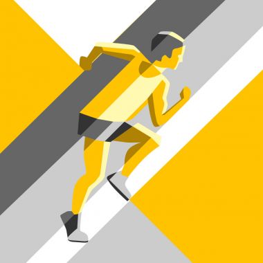 Çalışan adam. Geometrik stil vektör Illustration. Renk spor poster, yazdırma veya maraton için banner.