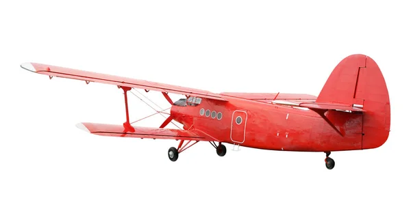 Biplan avion rouge avec moteur à piston — Photo