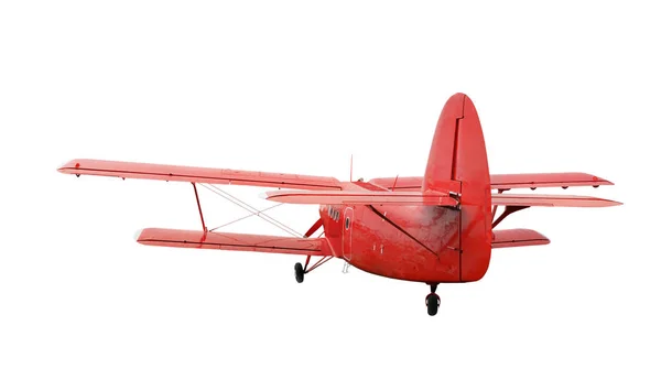 Biplan avion rouge avec moteur à piston — Photo