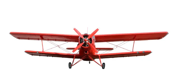 Biplano rosso aereo con motore a pistone — Foto Stock
