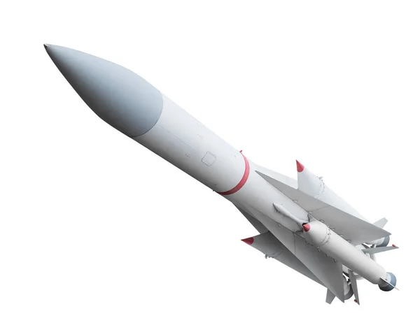 Missile Aérien Multi Étages Vue Face Isolé Sur Fond Blanc — Photo