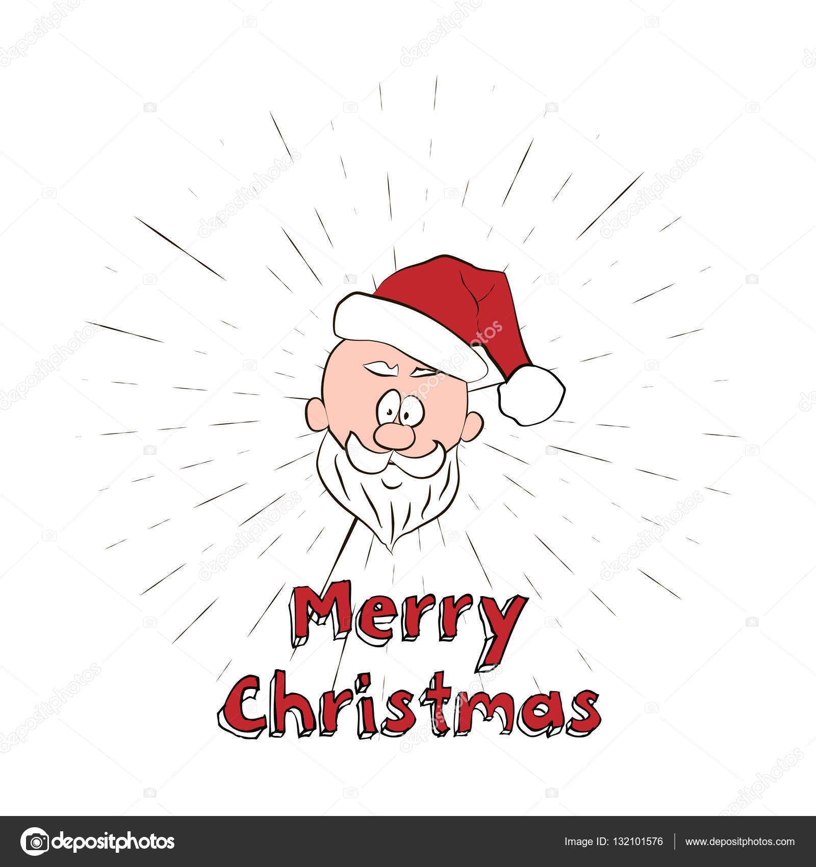 Merry Christmas napis i Santa Claus gÅ‚owy z rocznika sÅ‚oÅ„ce burst ramki — Wektor stockowy