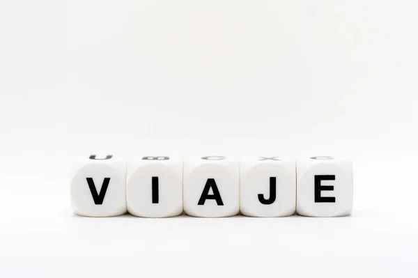 Viaje dice letters — Stockfoto