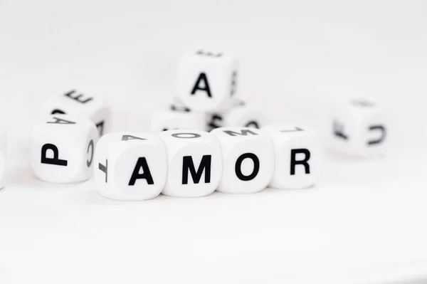 Amor dobbelstenen letters — Stockfoto