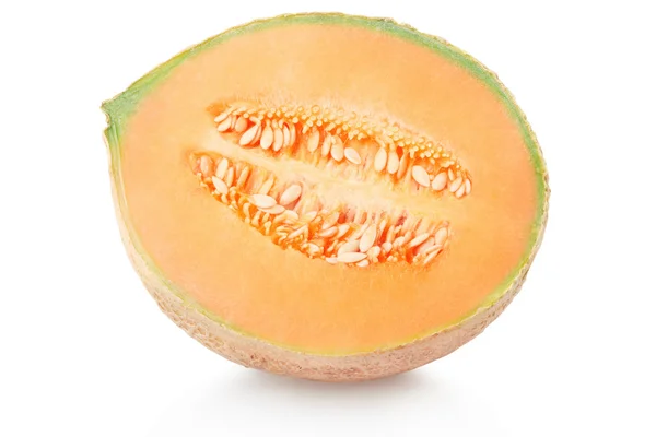 Cantaloupe melon avsnitt på vit, urklippsbana — Stockfoto