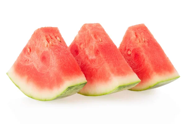 Three watermelon slices on white, clipping path — Stock Photo, Image