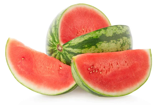 Watermelon and slices on white, clipping path — Stock Photo, Image