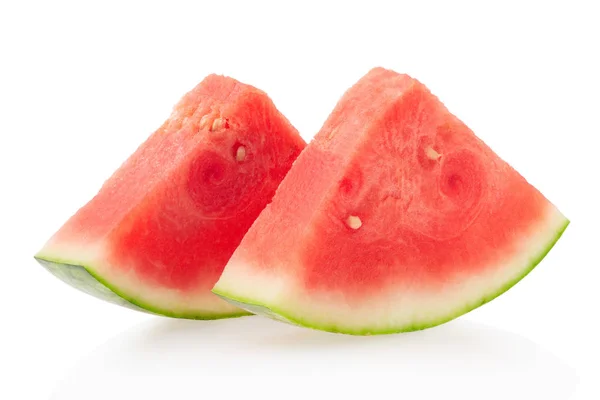 Two watermelon slices on white, clipping path — Stock Photo, Image