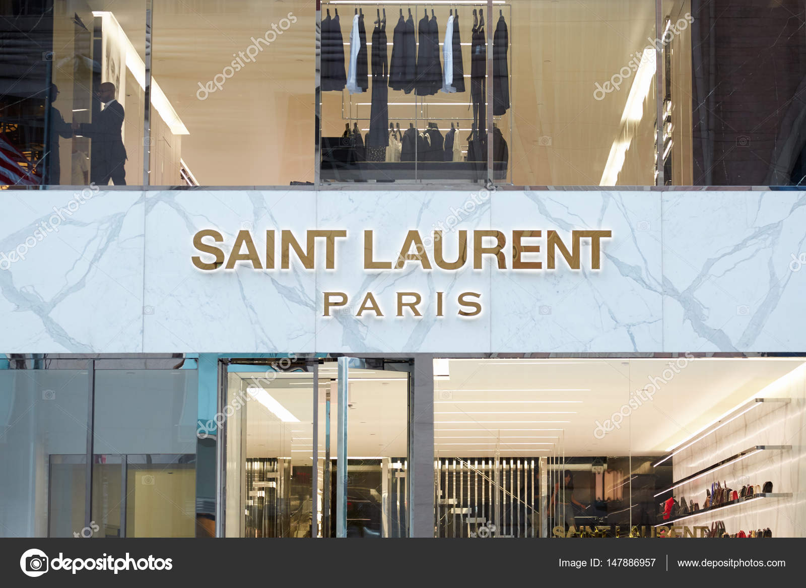 Yves Saint Laurent fashion luxury store in avenue Montaigne on July 22,  2017 in Paris, France. Stock Photo