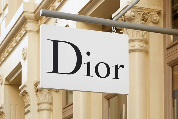 Christian Dior store sign in Greene Street in a sunny day in New York. — Stock Photo, Image