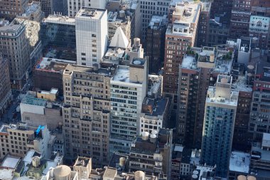 gökdelenler ile New York'un manhattan skyline havadan görünümü