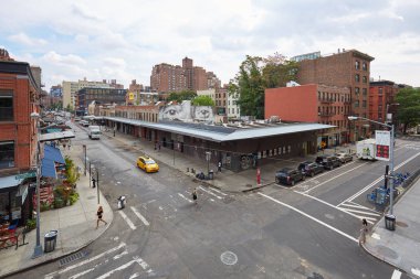 New York görünümünde boş sokaklarda Meatpacking District yükseltilmiş