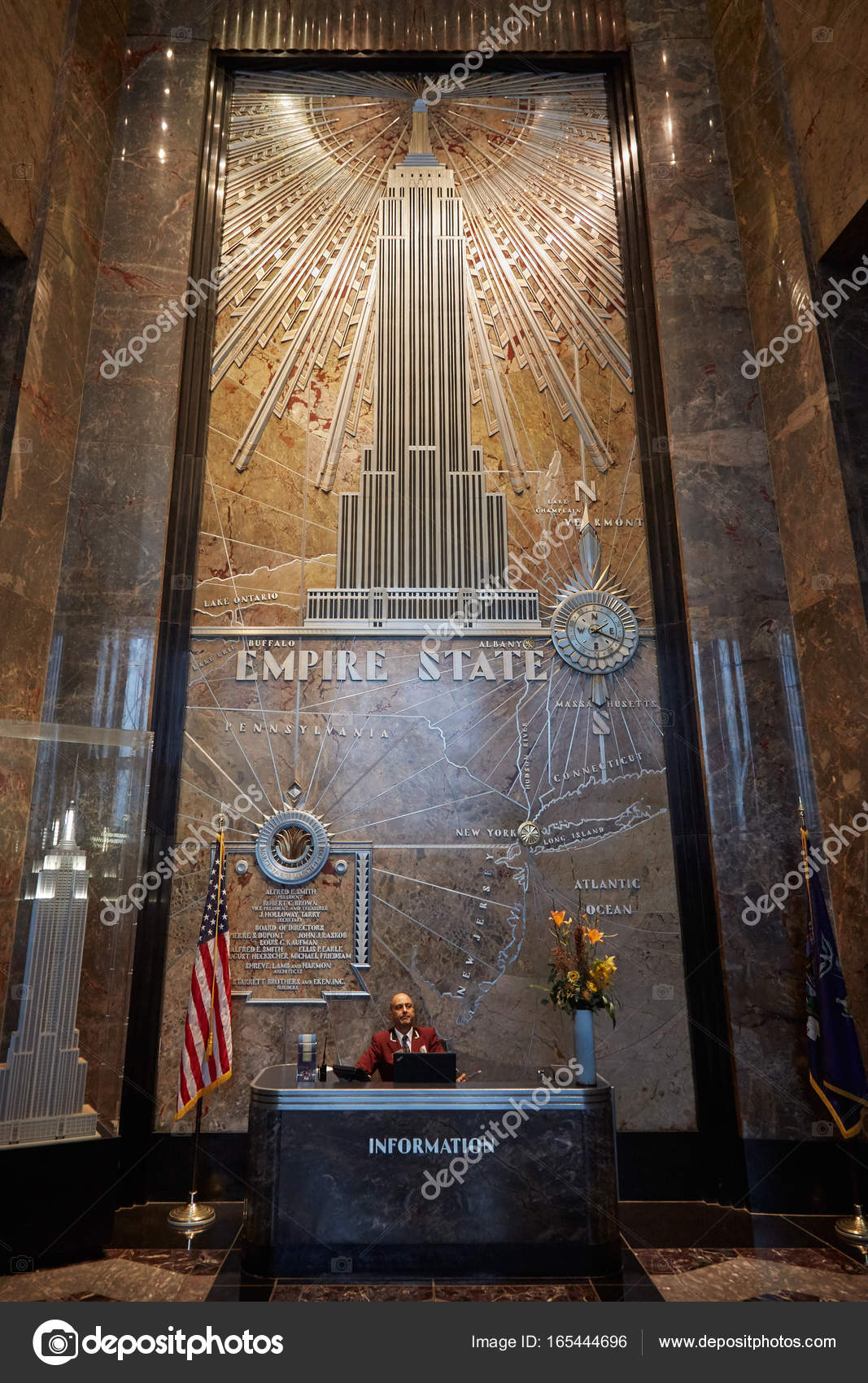 Empire State Building Hall Interior With Marble Decorations