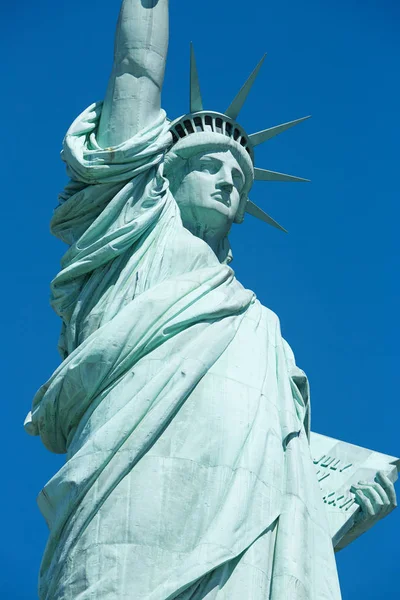 Statua Della Libertà Dettaglio Una Giornata Sole Cielo Blu New — Foto Stock