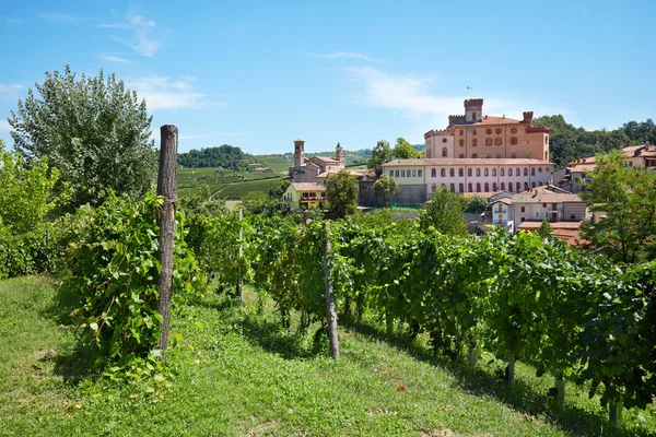 Barolo Italy August Barolo Vineyards Medieval Castle Piedmont Langhe Hills — Stock Photo, Image