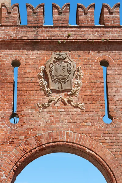 Barolo Italie Août Arc Entrée Château Médiéval Barolo Briques Rouges — Photo