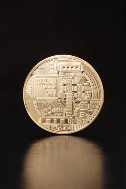 Altın Bitcoin geri, siyah, kırpma yolu üzerinde cryptocurrency