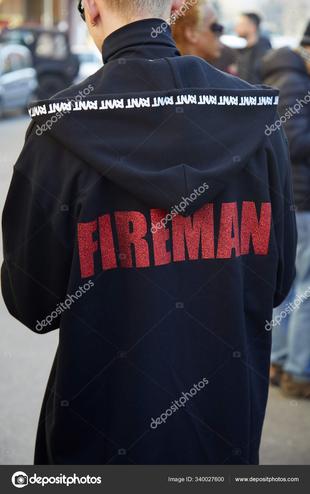 black hoodie with writing