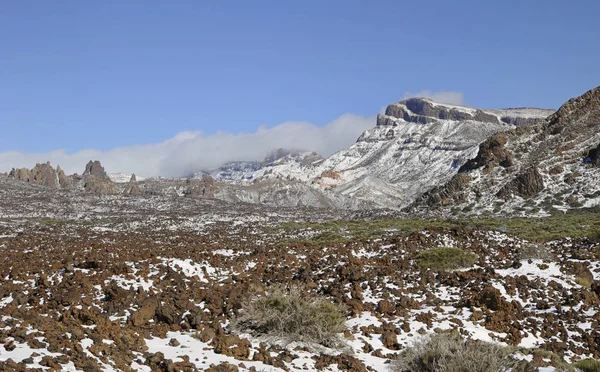 Nationalparken Teide Eller Las Canadas Del Teide Vinter Utsikt Mot — Stockfoto