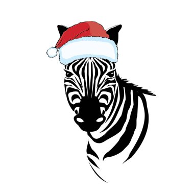  Santa şapka ile siyah soyut zebra