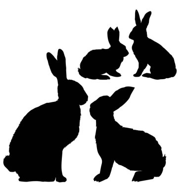 Siyah tavşan siluetleri kümesi 