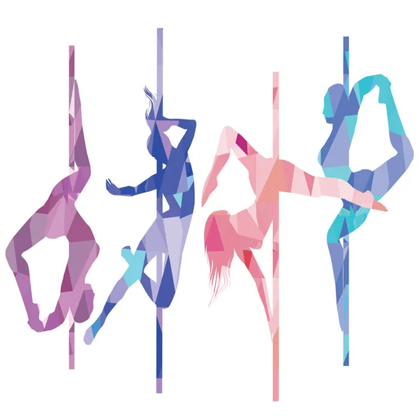 Set of abstract pole dancers — Stock Vector