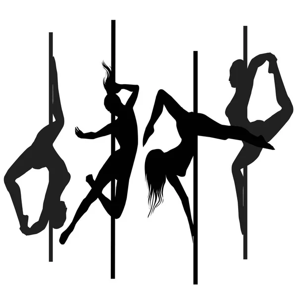 Set of abstract pole dancers — Stock Vector