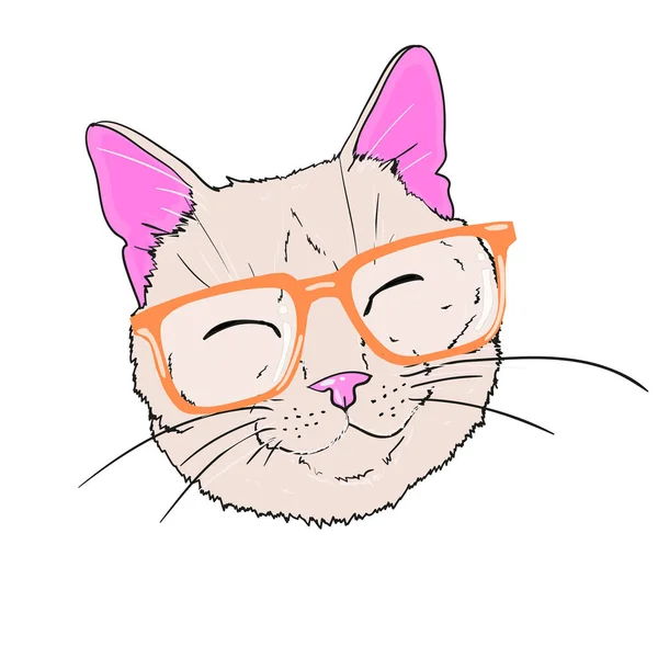 Gato de color con gafas — Vector de stock