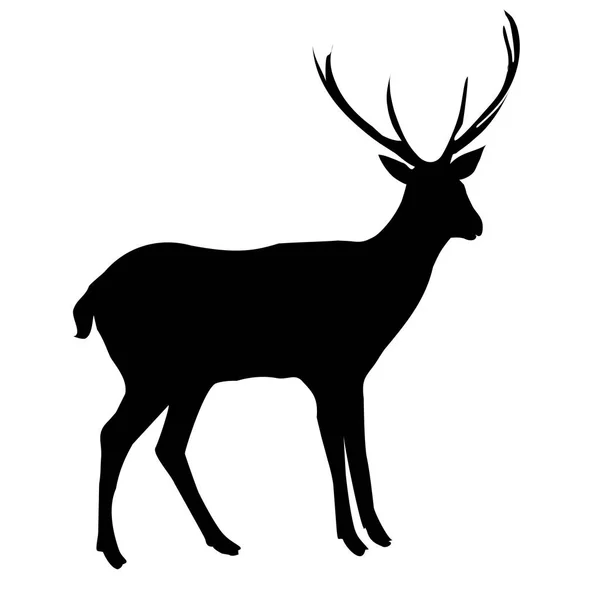 Силуэт чёрного оленя — стоковый вектор