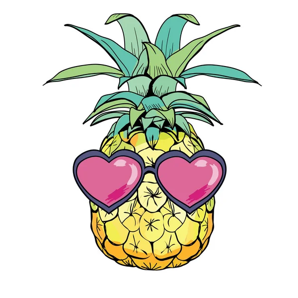 Owoc ananasa z okularami — Wektor stockowy