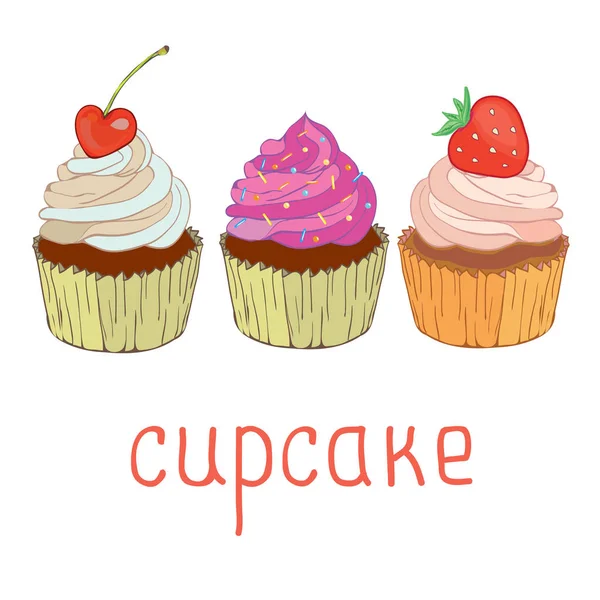 Süße leckere Cupcakes — Stockvektor