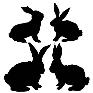 Siyah tavşan siluetleri kümesi 