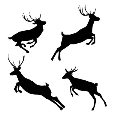 Siyah geyik siluetleri kümesi 