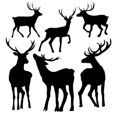 Siyah geyik siluetleri kümesi 