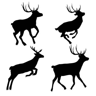 Siyah geyik siluetleri kümesi 