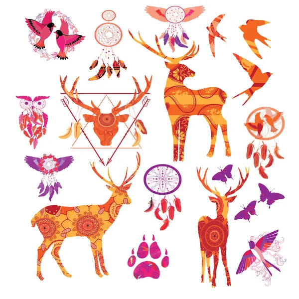 Abstract deer design set — Stock Vector