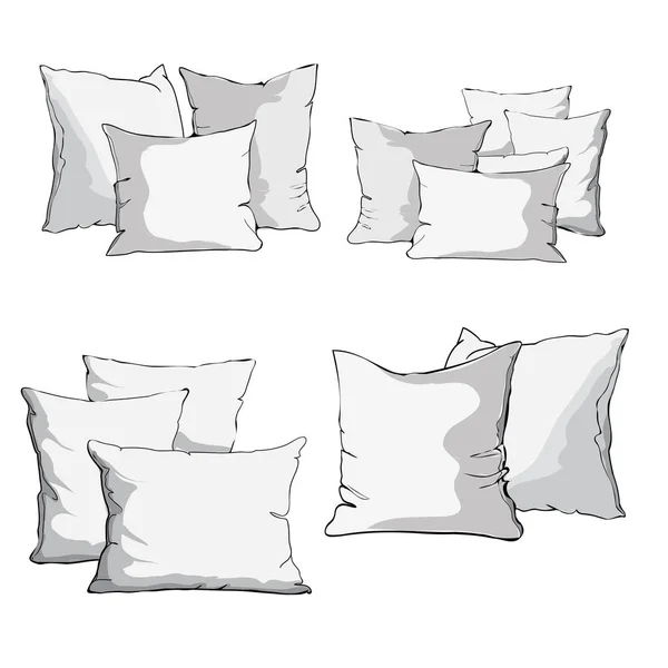 Conjunto de travesseiros para dormir —  Vetores de Stock