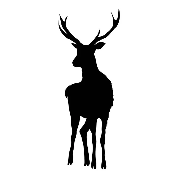 Černý jelen silueta — Stockový vektor