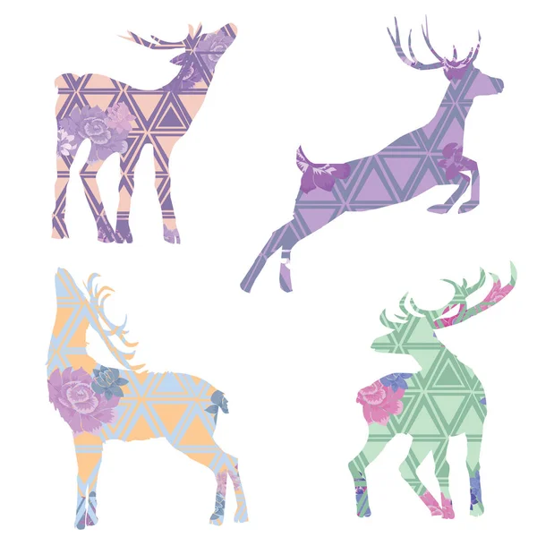 Set di disegno astratto del cervo — Vettoriale Stock