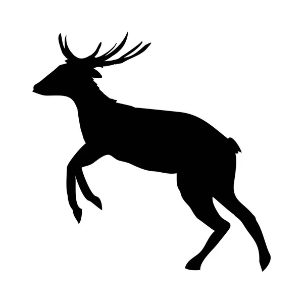 Svart hjortar siluett — Stock vektor